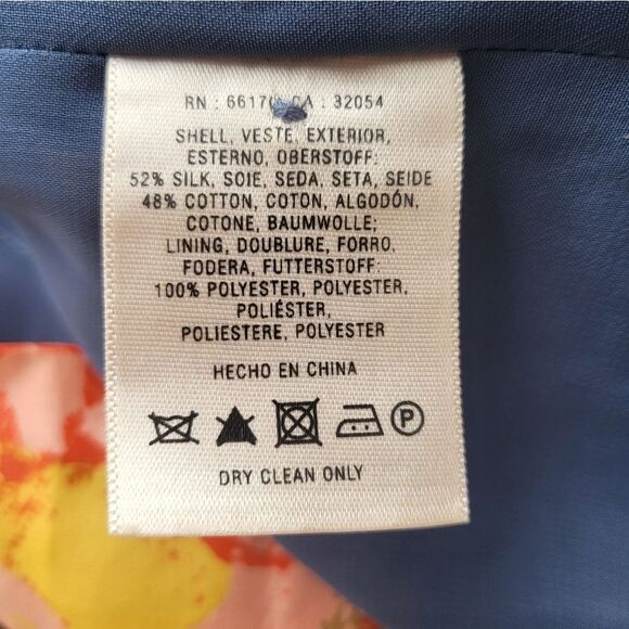 Anthro Maeve Peony Slip Dress Silk Blend Floral Strappy Open Back Blue Size 10 - Picture 11 of 13